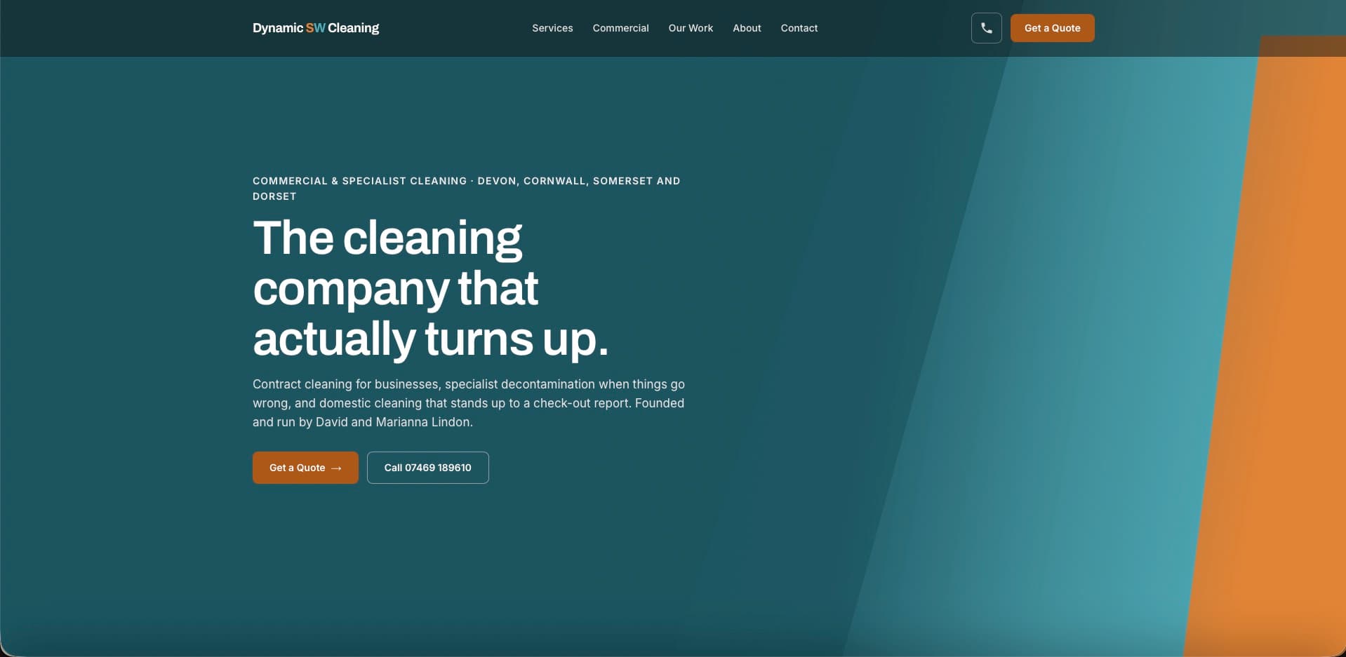 The Dynamic SW Cleaning website we designed and built, shown on a desktop monitor