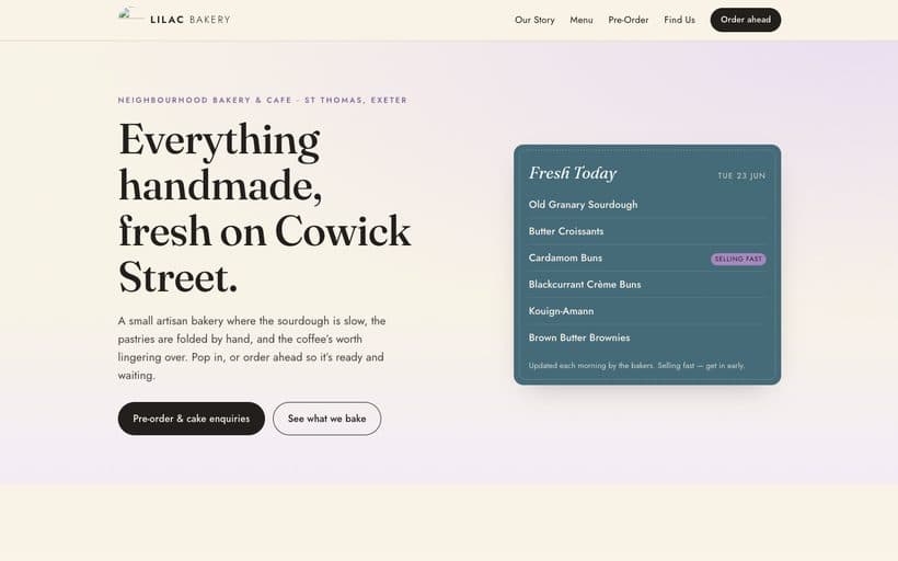 Cowick Street artisan food website
