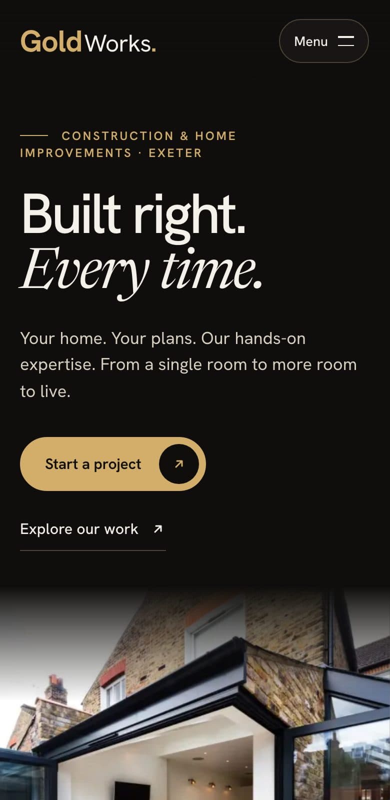 The Gold Works homepage on a phone