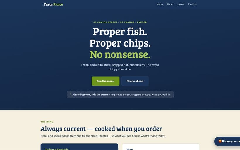 Fish & chips shop website