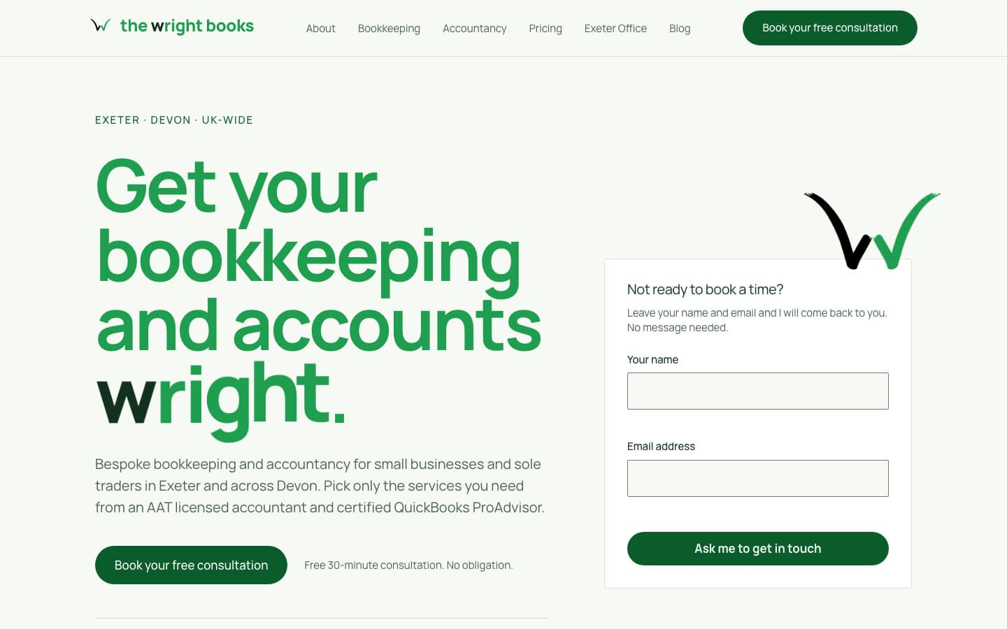 The first version of the Wright Books homepage, on a pale mint ground