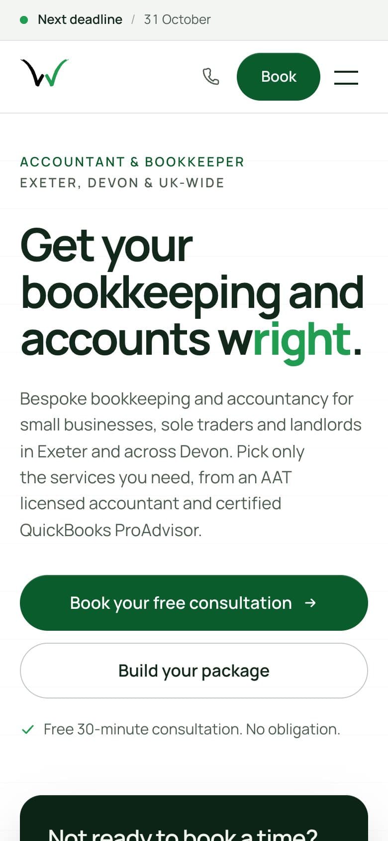 The same homepage on a phone