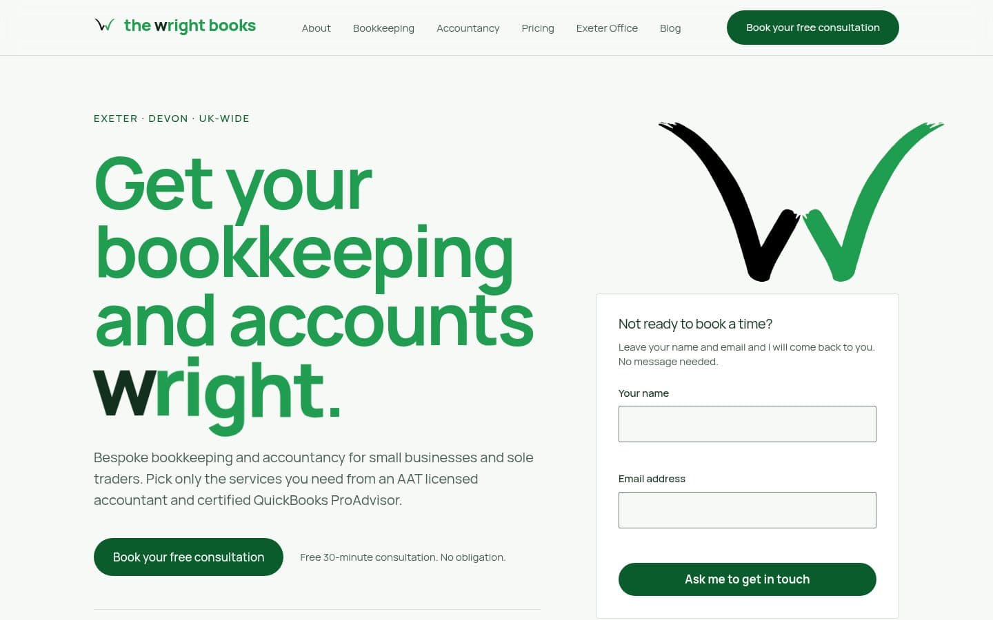 The Wright Books accountancy website we designed and built, shown on a desktop screen